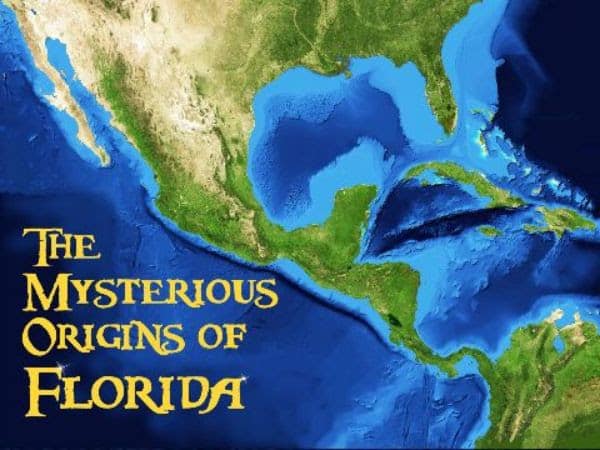 A color geographic illustration showing the southern half of the continental United States to the northern tip of South America. Yellow text reads