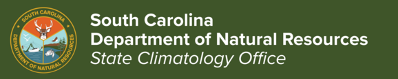 South Carolina Department of Natural Resources color logo and white text of agency name and State Climatology Office