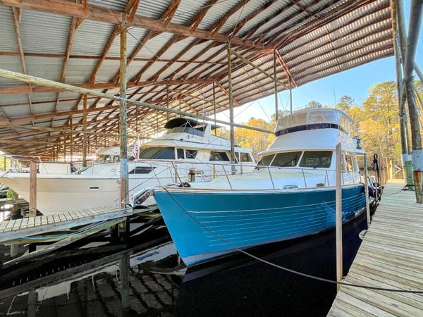 AYB covered storage shed with boats