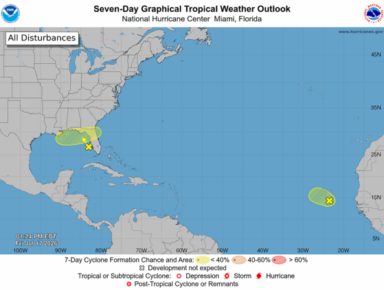 NHC's Seven Day Graphical Tropical Weather Outlook from Friday afternoon