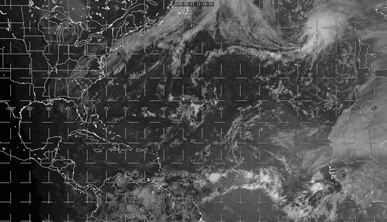 This loop of visible satellite imagery shows the current features of interest across the Atlantic and eastern U. S.