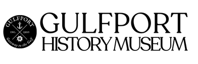 The Gulfport History Museum logo with a black and white City of Gulfport seal.
