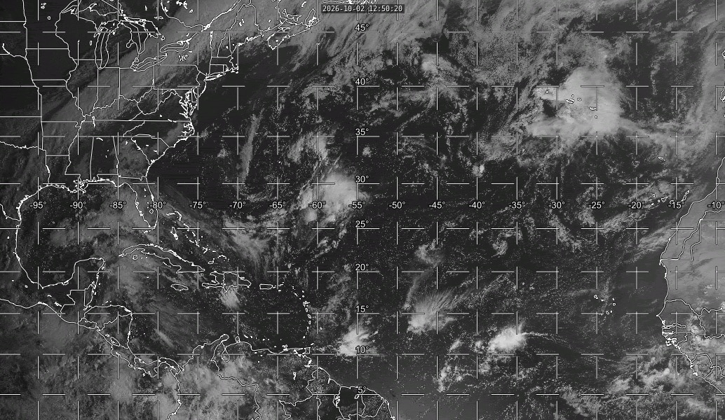 This loop of visible satellite imagery shows the features of interest across the North Atlantic and eastern United States.